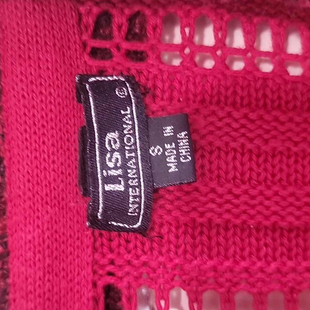 Y2K Lisa International Red Cardigan with A-Line Silhouette - Picture 2 of 5